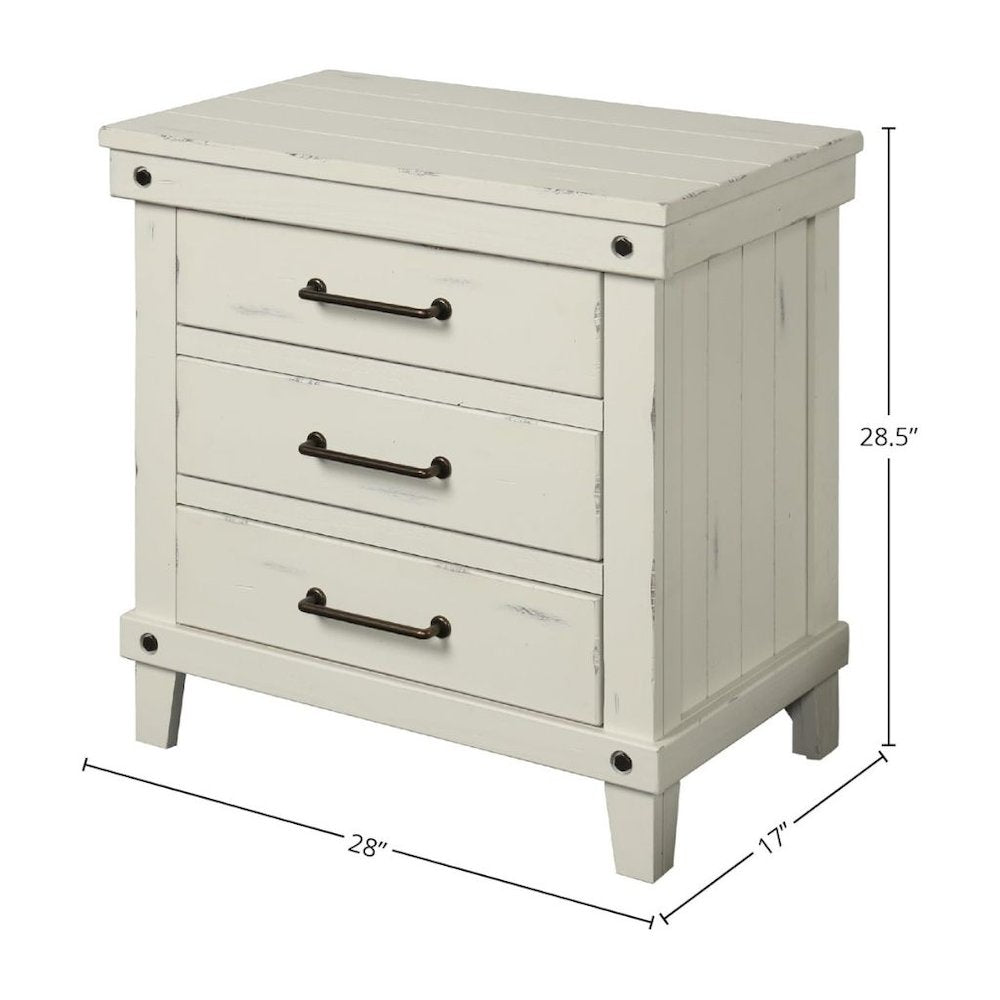 White Nightstand with 3 Drawers, 3 Tier Storage Organizer Cabinet