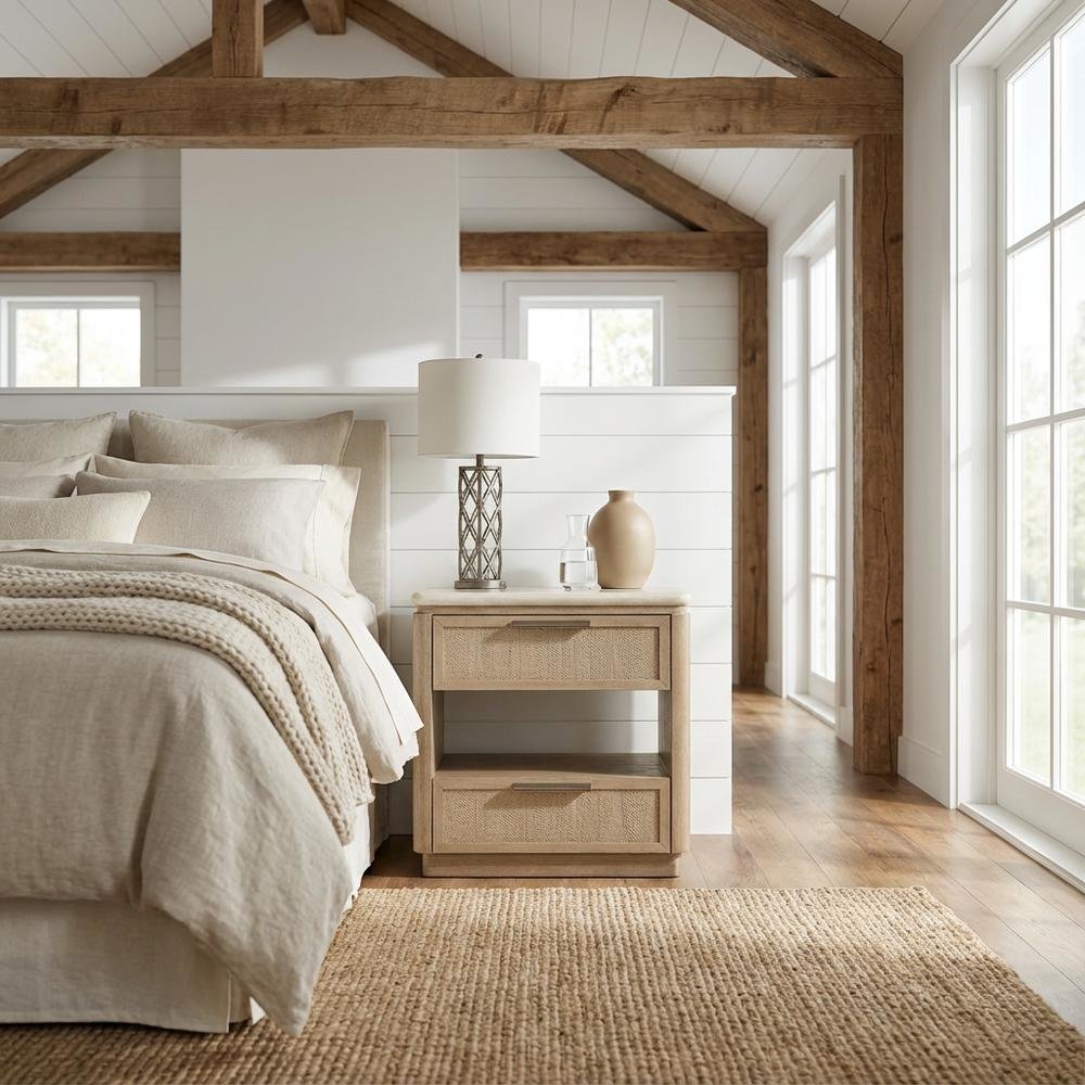 Toffee Nightstand with Rope Fronts and Transitional Style
