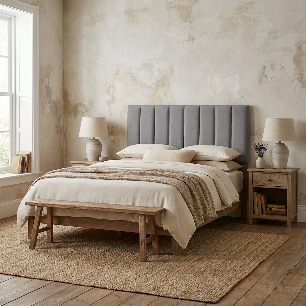 Gray Twin Upholstered Headboard with Padded Design for Comfortable Support