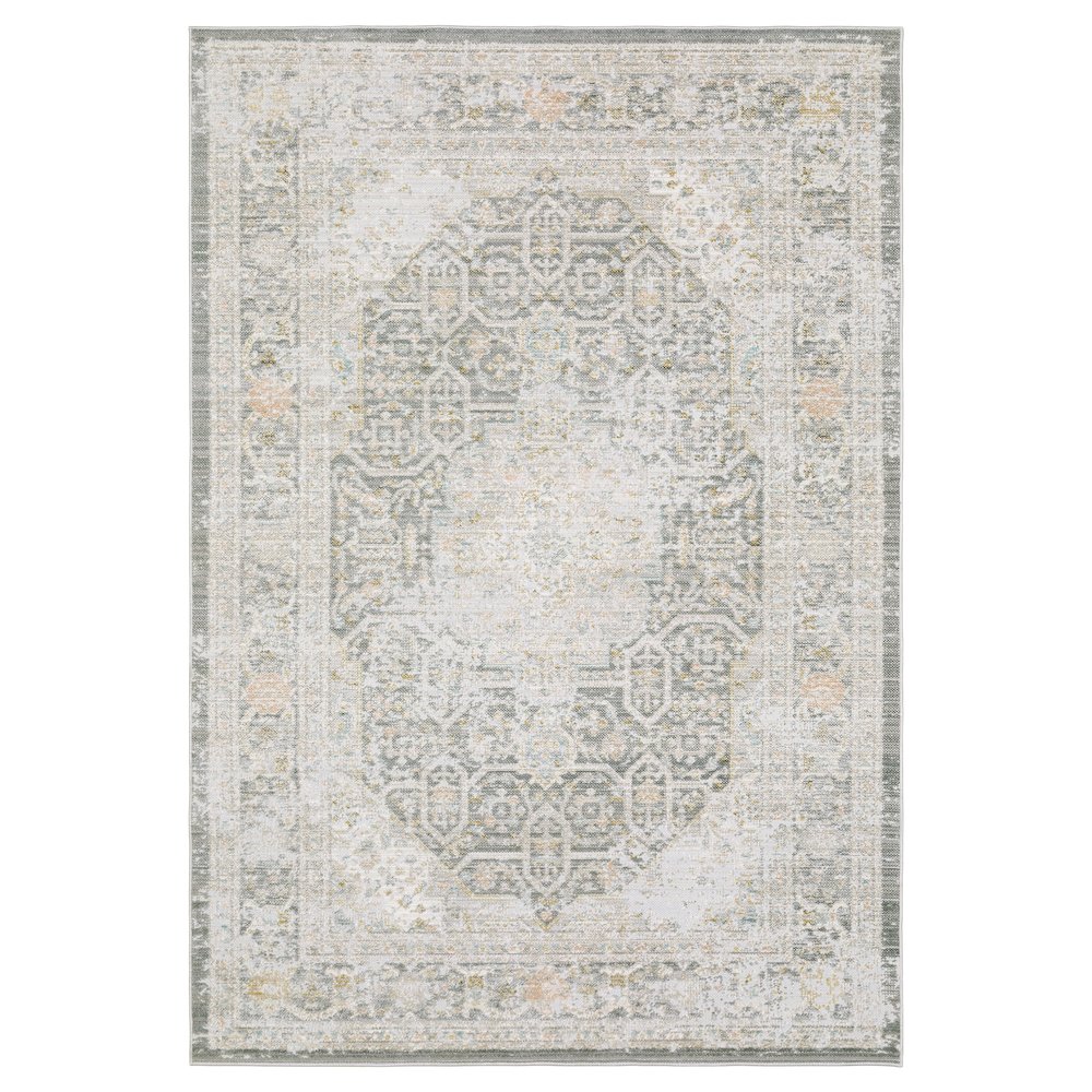 Casual Rug 7'10" X 10'10" Size in Grey/ Orange Color