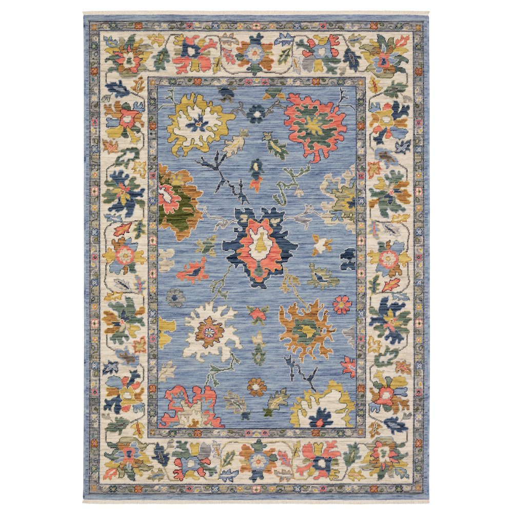 5X8 Traditional Rug Made of Wool/Nylon, Blue color