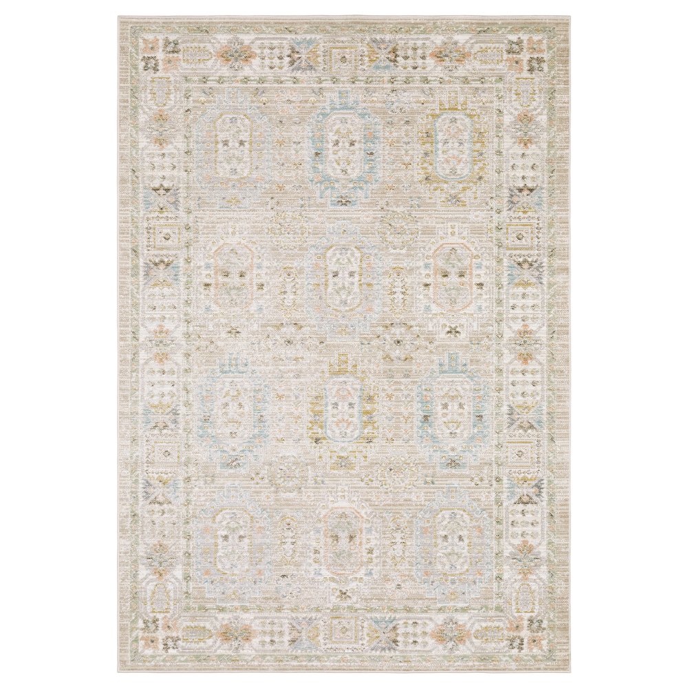 Casual Rug 2' 7" X 7' 9" Size in Beige/ Blue Color
