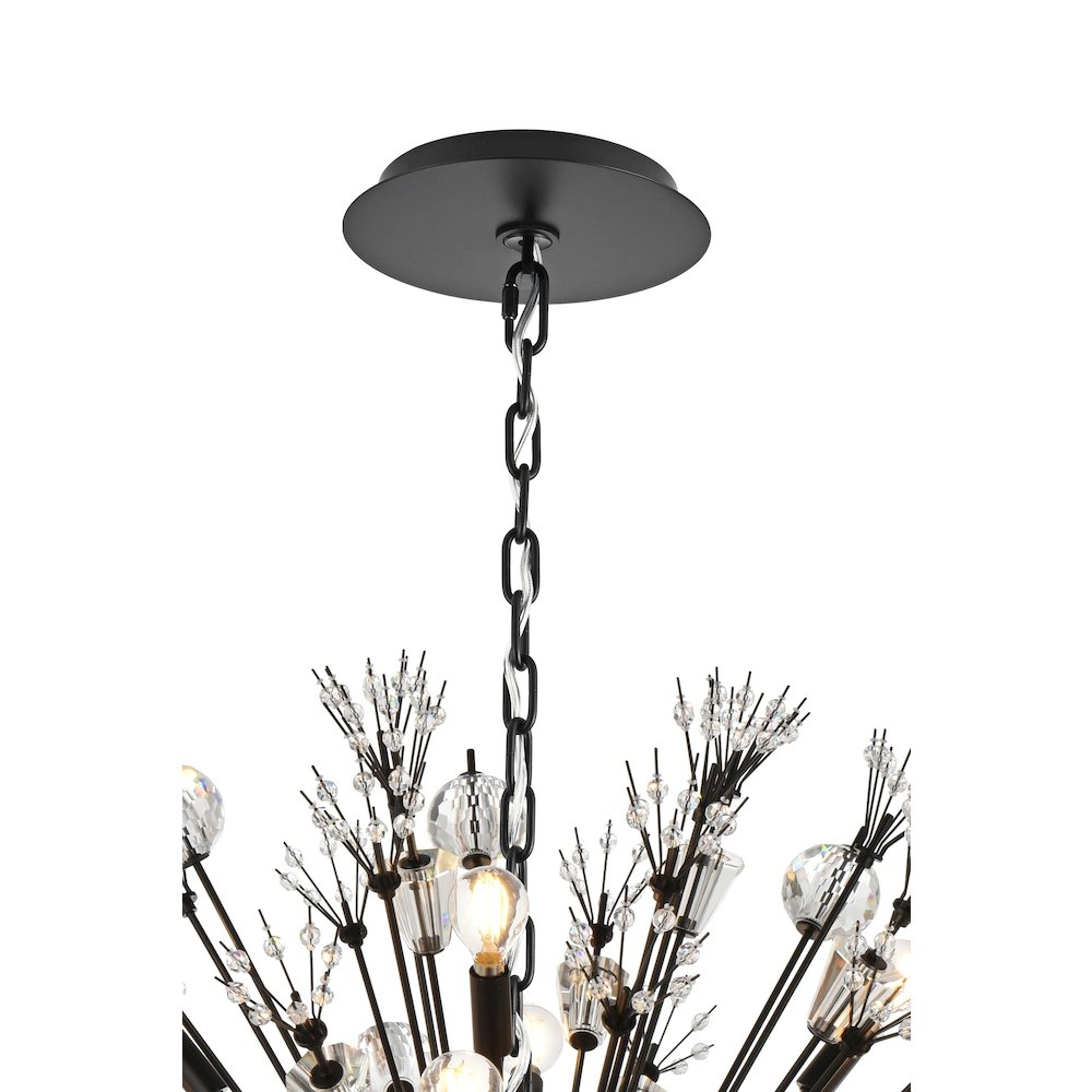 Vera 38 inch crystal starburst round pendant in black
