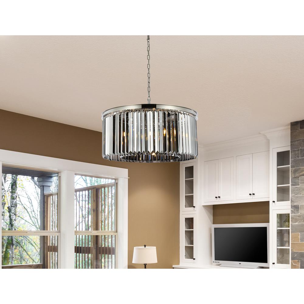 Sydney 8 light polished nickel Chandelier Silver Shade (Grey) Royal Cut Crystal