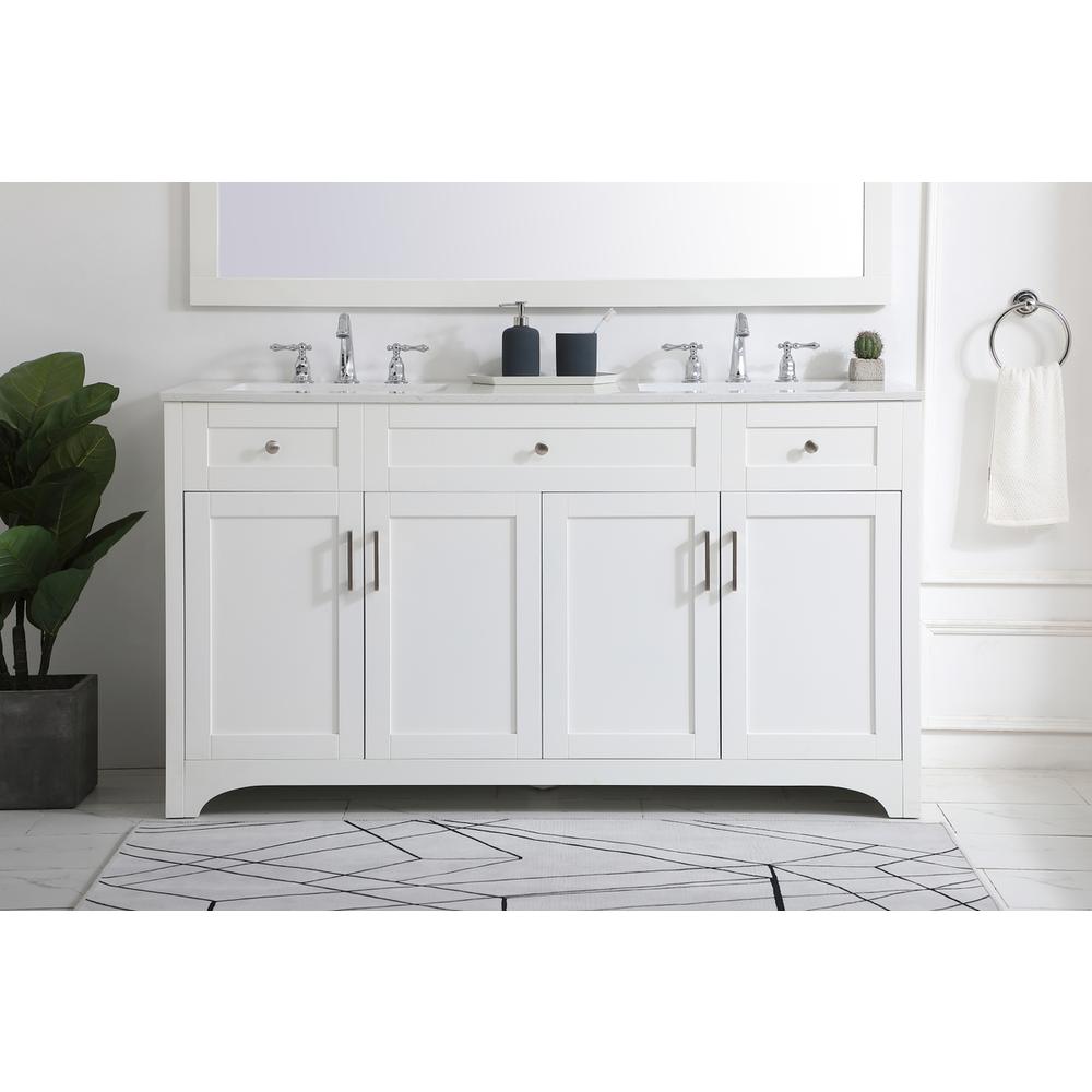 60 inch Double Bathroom Vanity in White