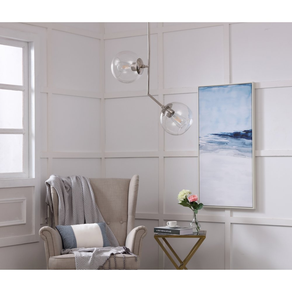 Ryland 2 Light Chrome And Clear Glass Pendant