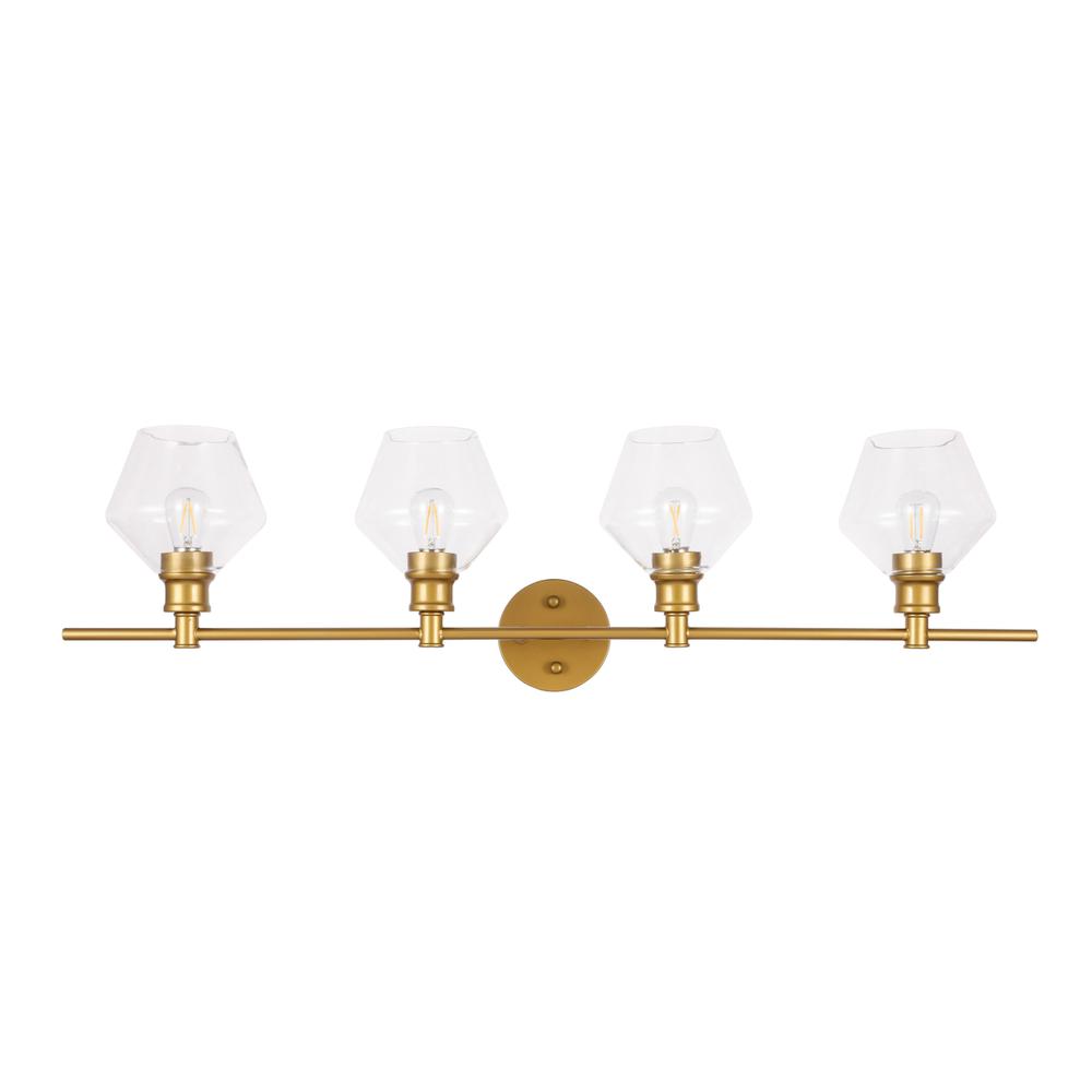 Gene 4 light Brass and Clear glass Wall sconce