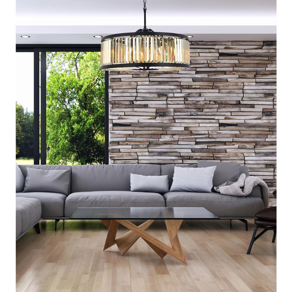Chelsea 10 light Matte Black Chandelier Golden Teak (Smoky) Royal Cut Crystal