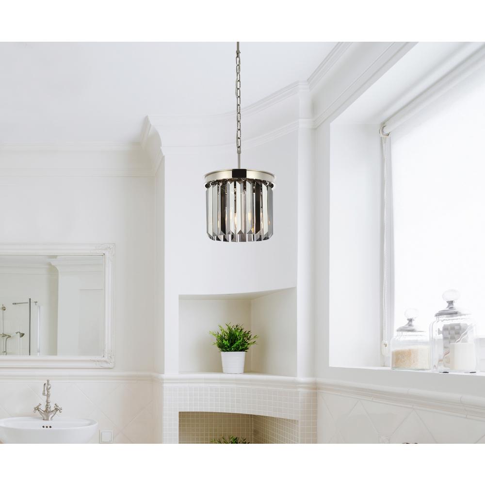 Sydney 3 light polished nickel Pendant Silver Shade (Grey) Royal Cut Crystal