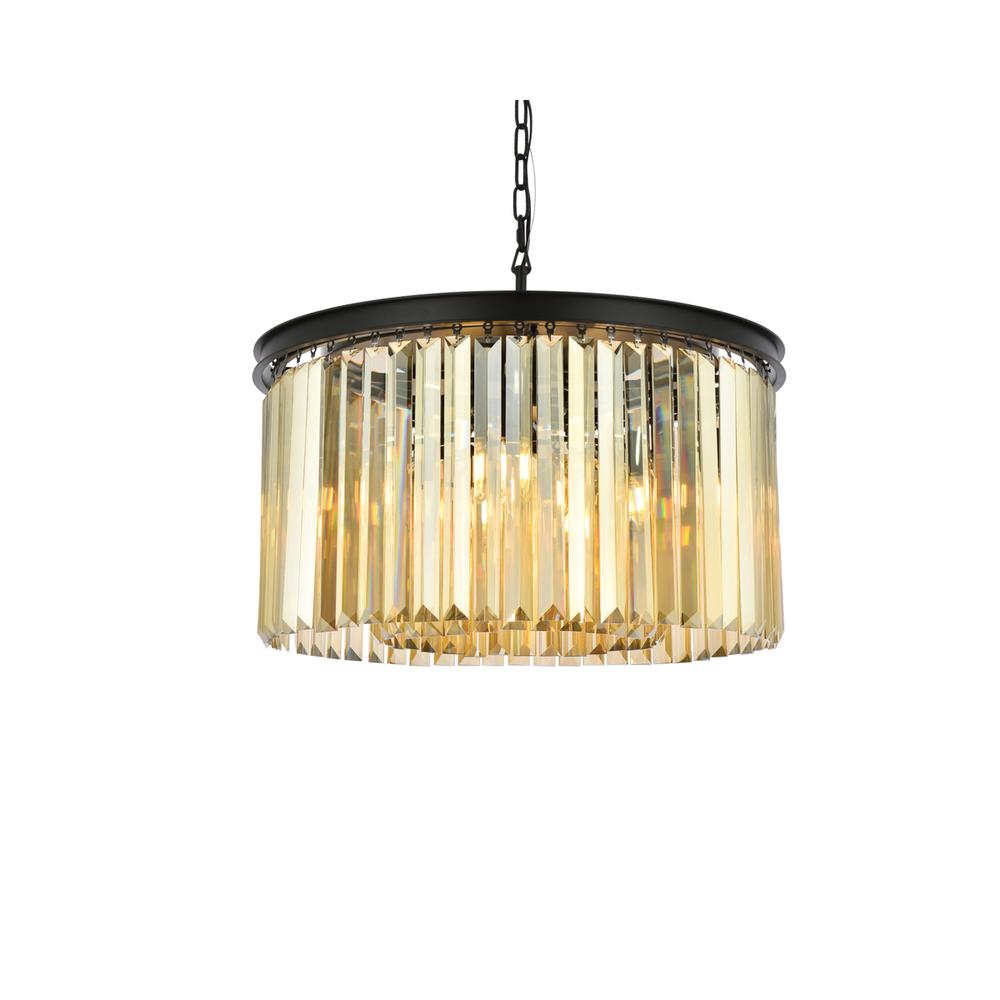 Sydney 8 light Matte Black Chandelier Golden Teak (Smoky) Royal Cut Crystal