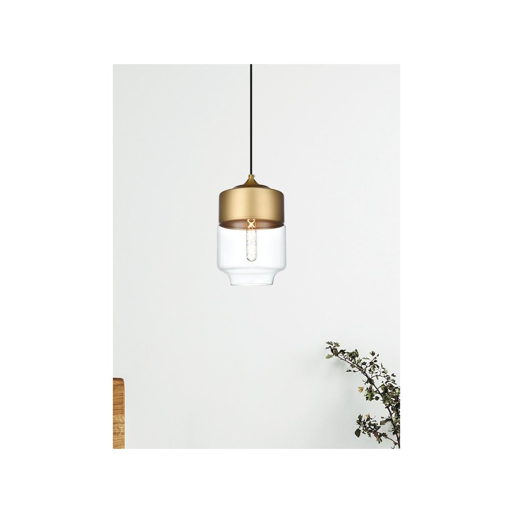 Ashwell 7 Inch Pendant Clear Shade in Satin Gold