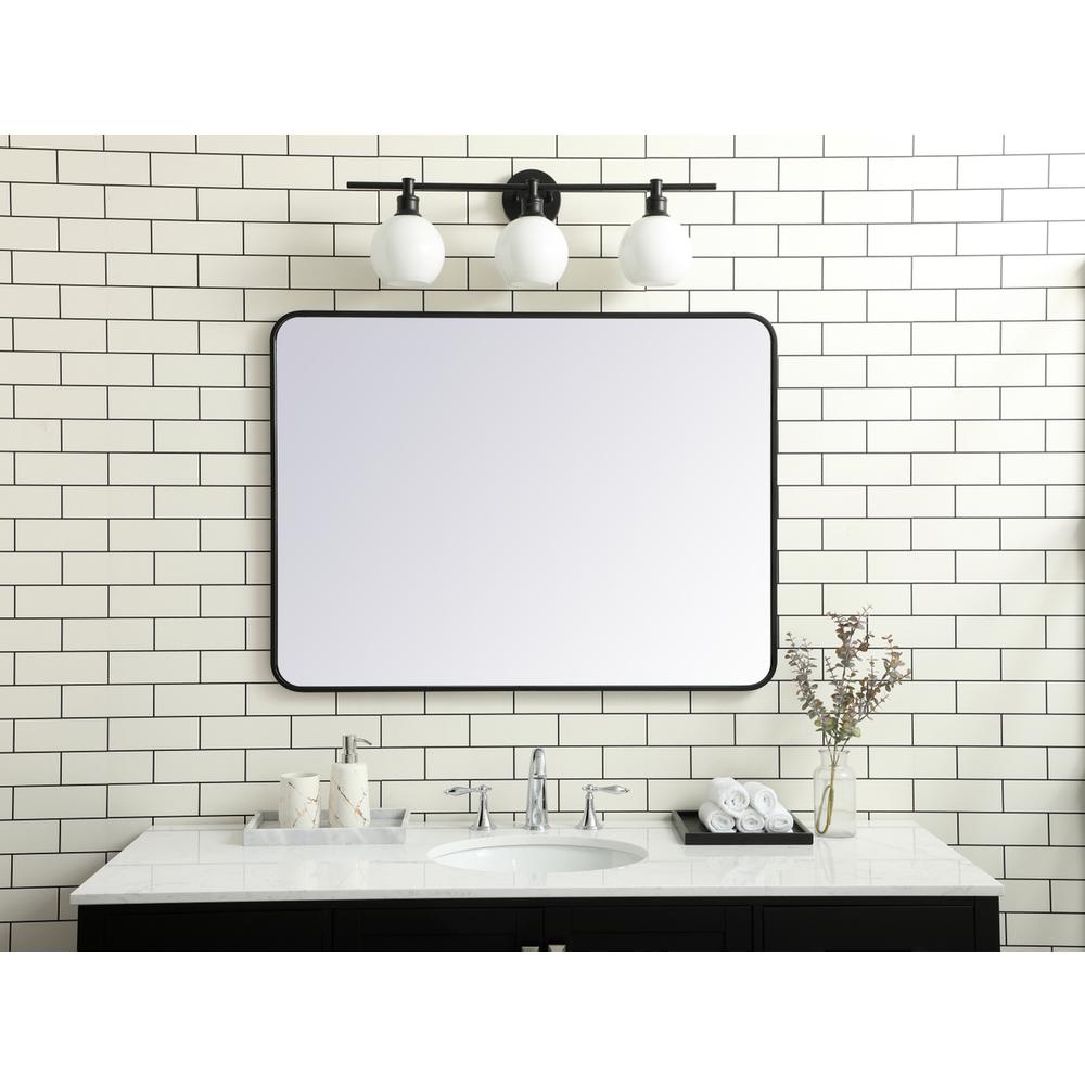 Soft corner metal rectangular mirror 30x40 inch in Black