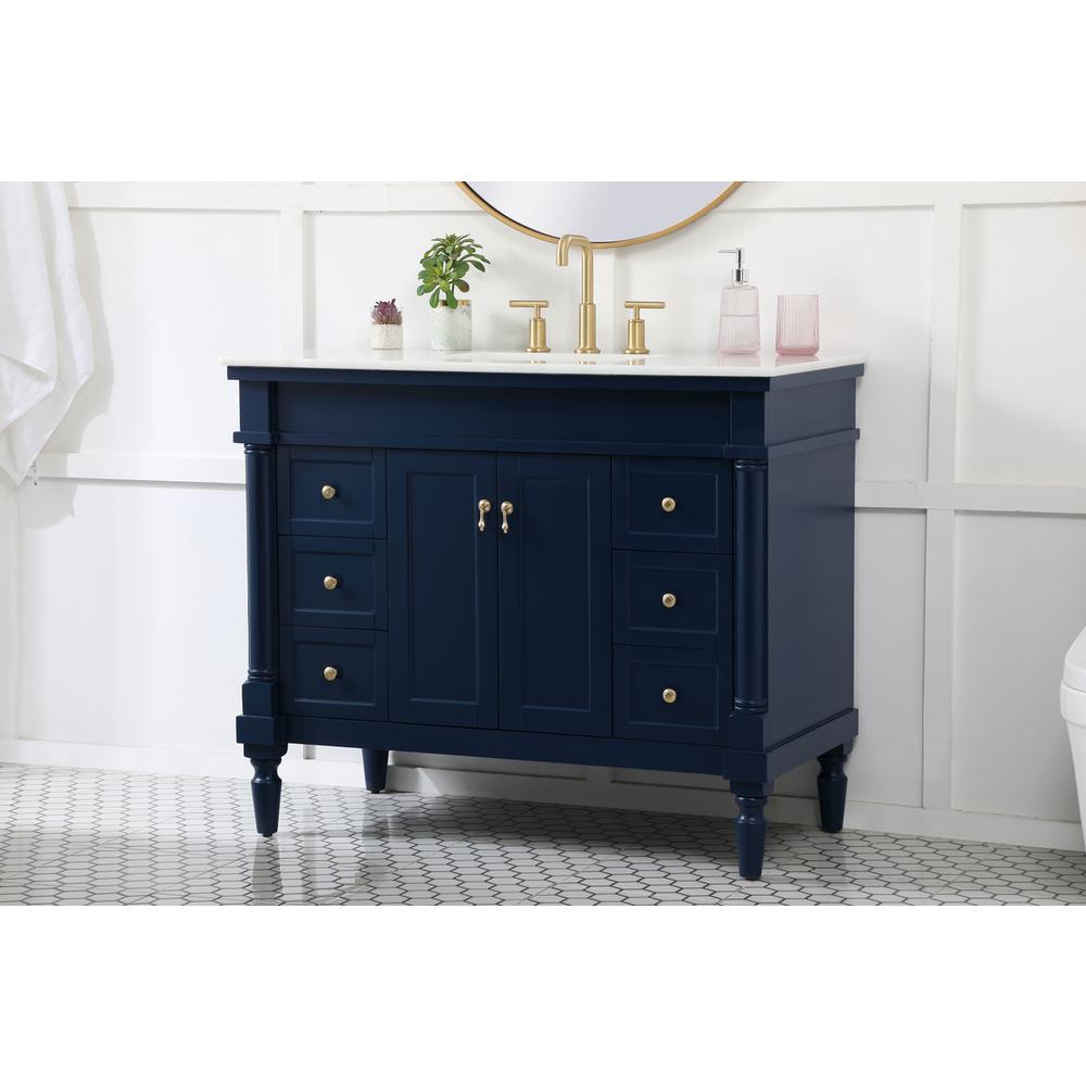 42 inch Single bathroom vanity in blue