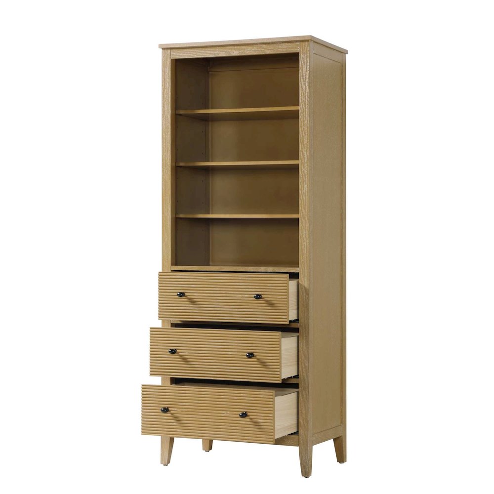 28 Inch Open Shelving Bath Storage Cabinet in Linen Oak