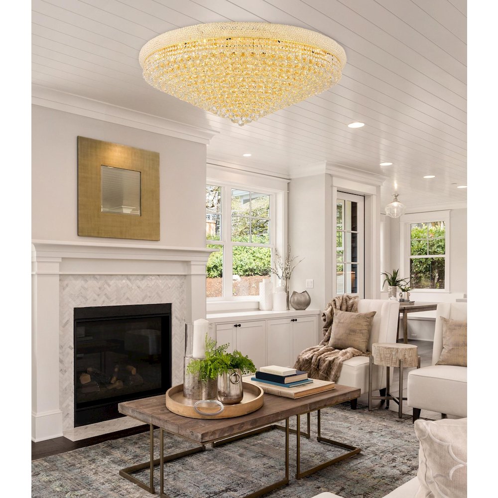 Primo 33 light Gold Flush Mount Clear Royal Cut Crystal