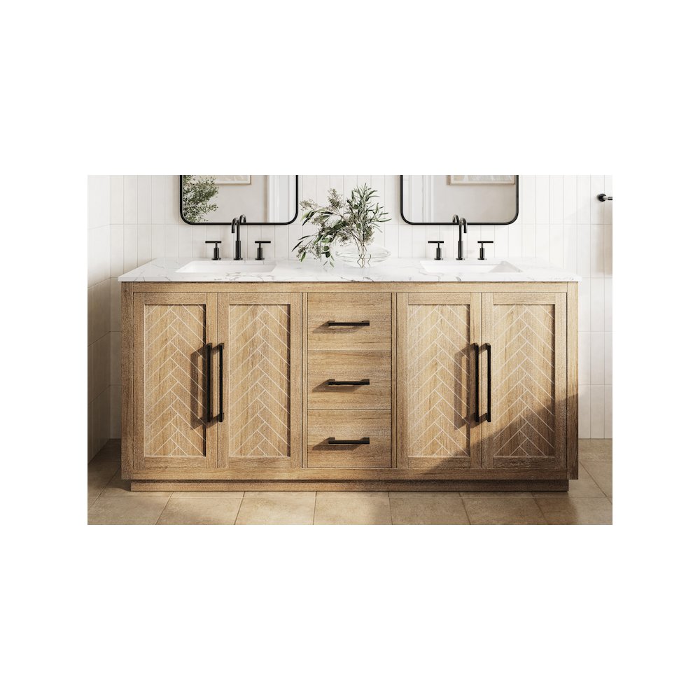 72 inch Double Bathroom Vanity in Linen Oak