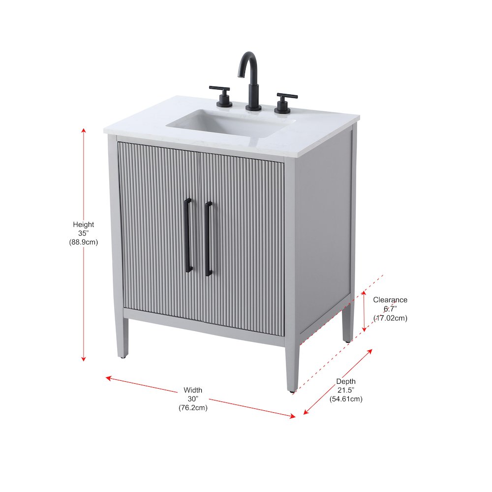 30 inch Single Bathroom Vanity in Grey