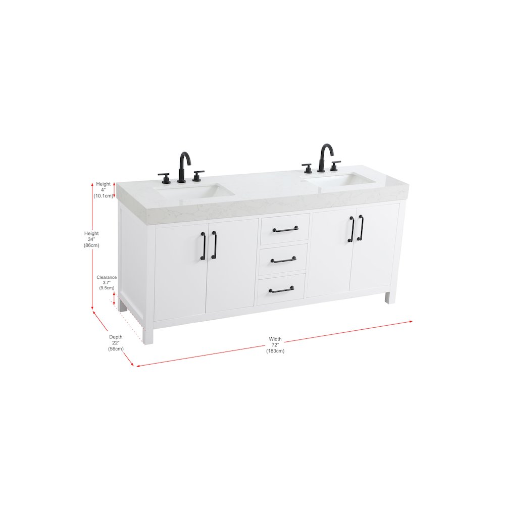 72 inch Double Bathroom Vanity In White