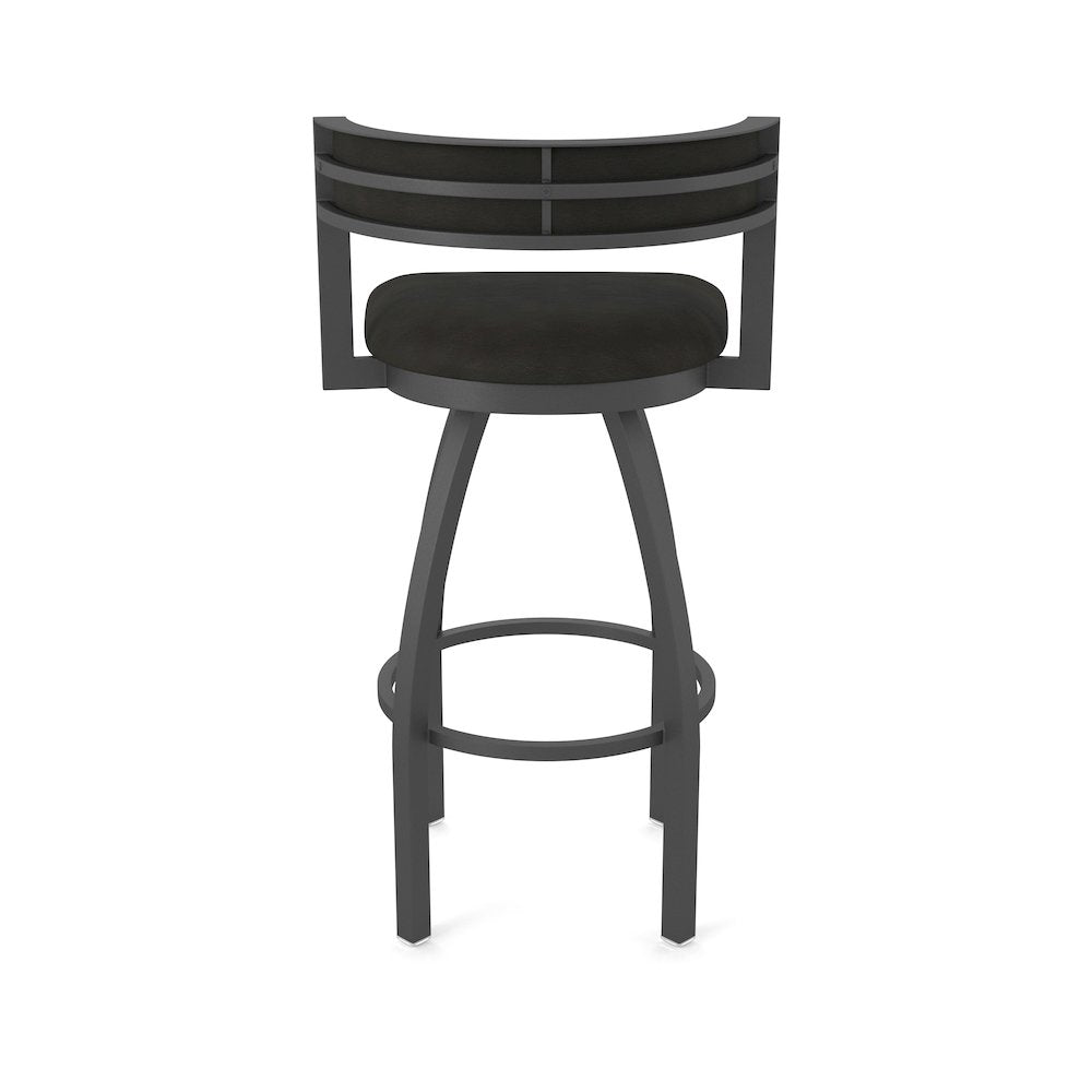 Swivel Bar Stool with Pewter Finish and Canter Espresso Seat and Back