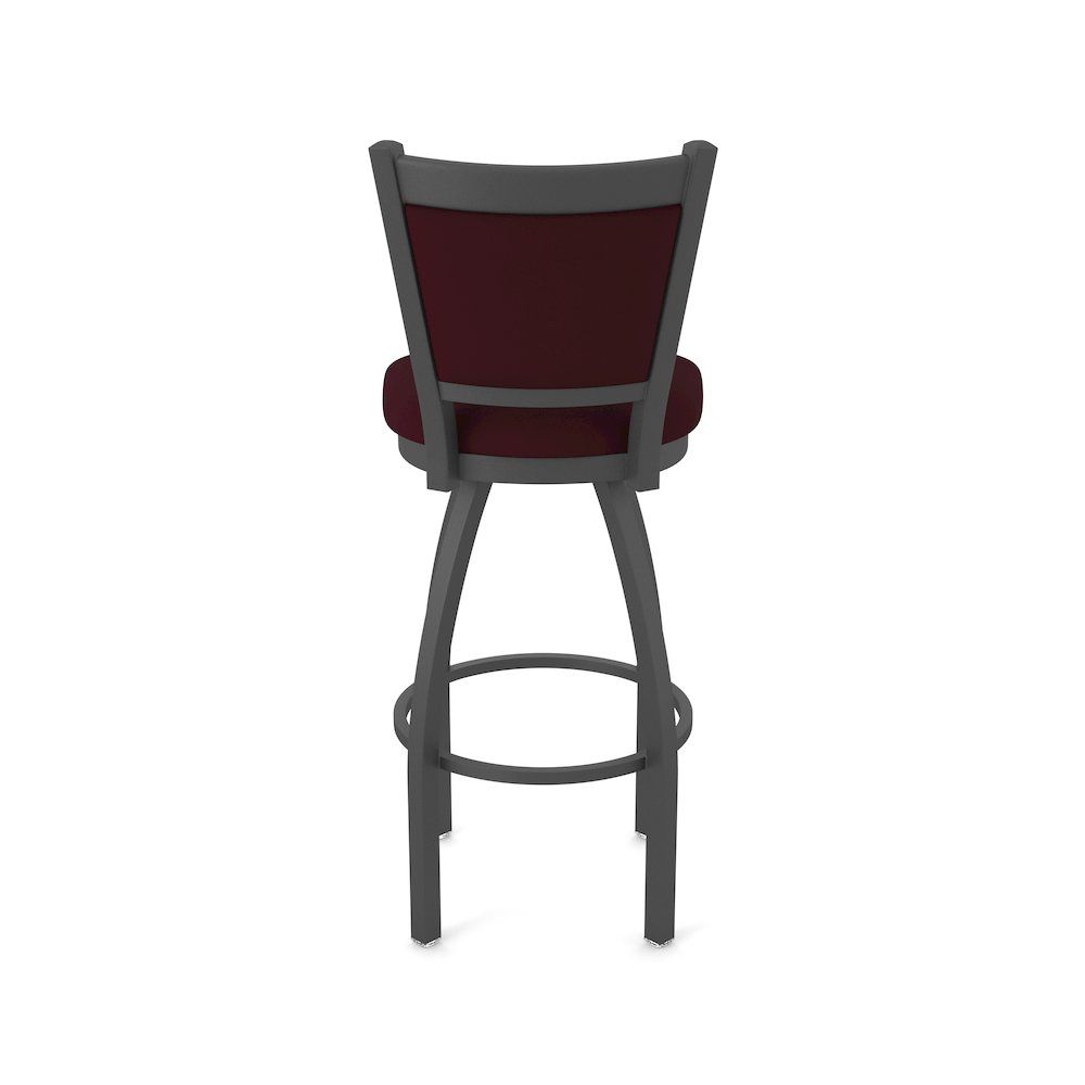Swivel Bar Stool with Pewter Finish and Canter Bordeaux Seat and Back