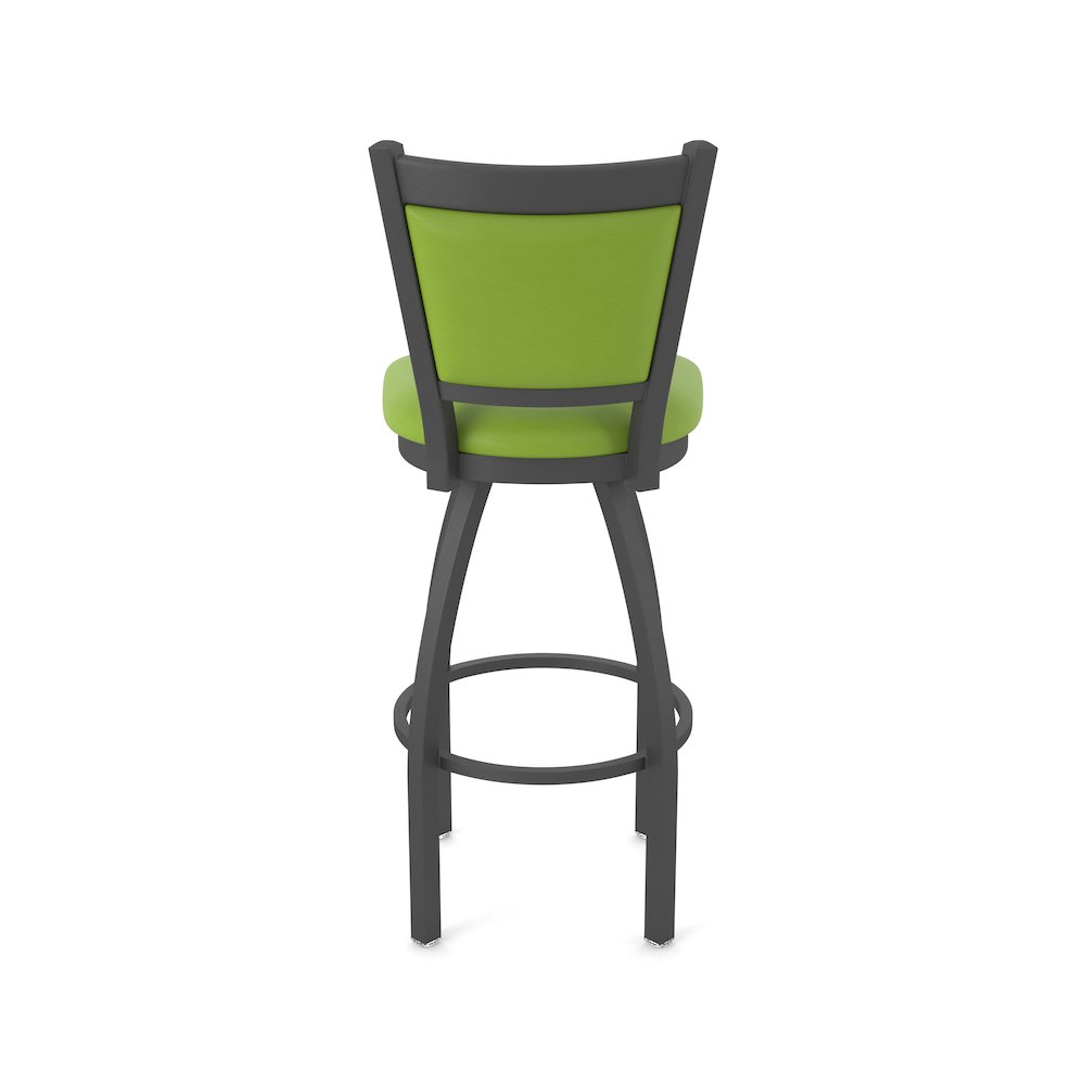 Swivel Bar Stool with Pewter Finish and Canter Kiwi Green Seat and Back