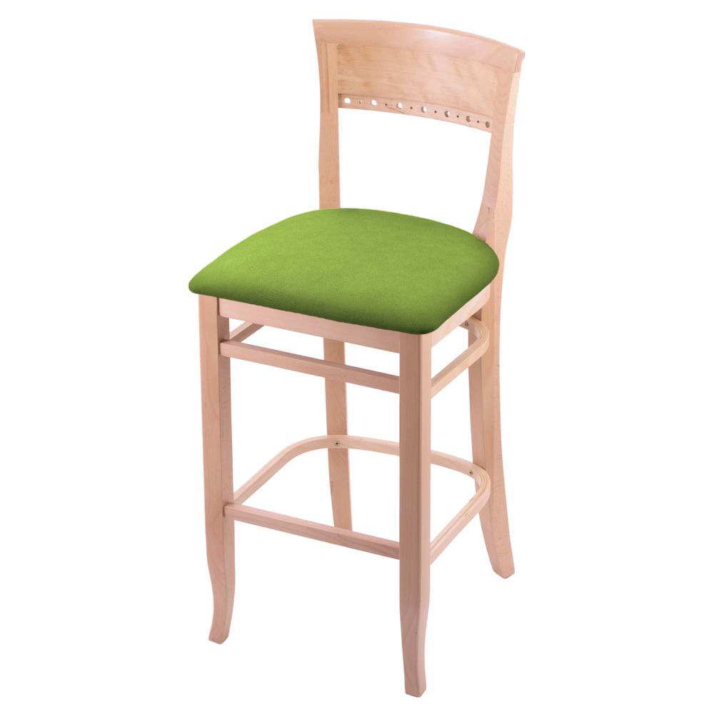 3160 25" Bar Stool with Natural Finish and Canter Kiwi Green Seat