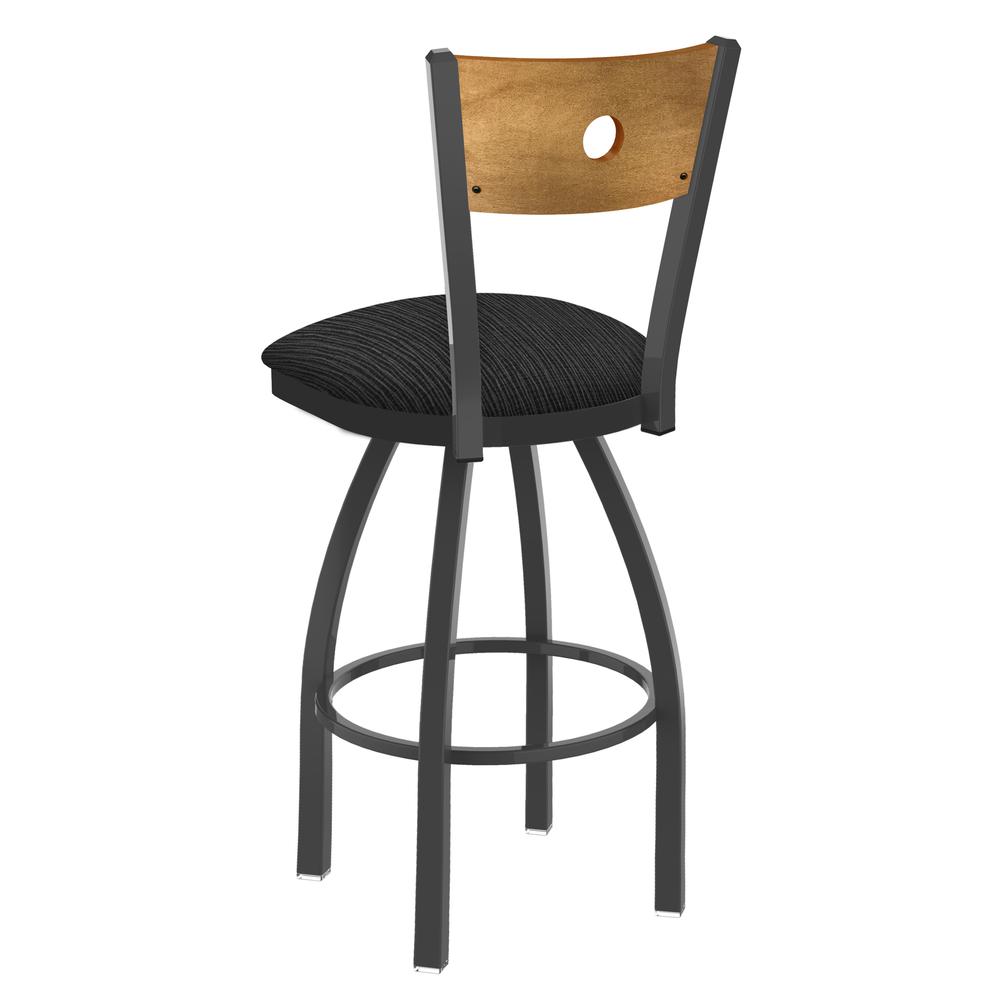 830 Voltaire 25" Swivel Counter Stool with Pewter Finish, Medium Back, and Graph Coal Seat
