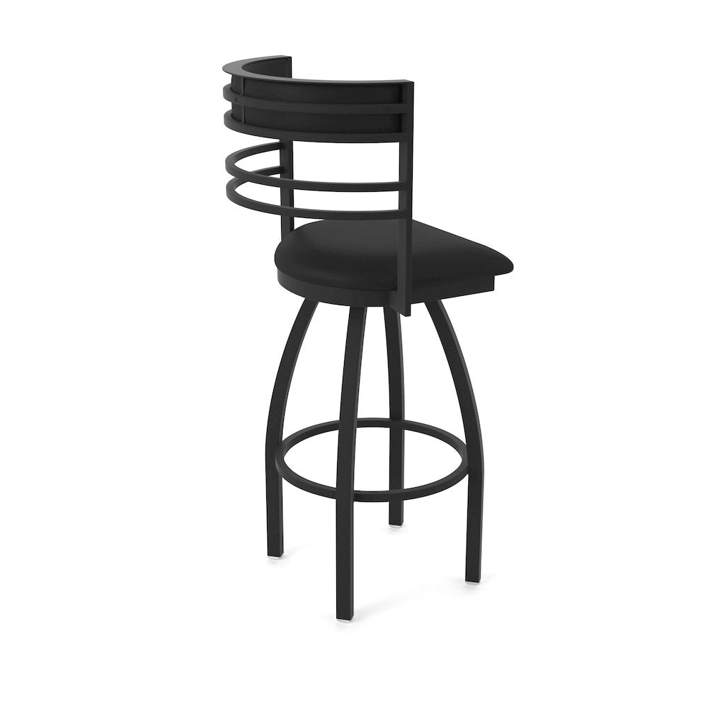 Swivel Counter Stool with Black Wrinkle Finish and Black Vinyl Seat and Back