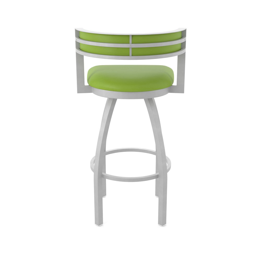 Swivel Counter Stool with Anodized Nickel Finish and Canter Kiwi Green Seat
