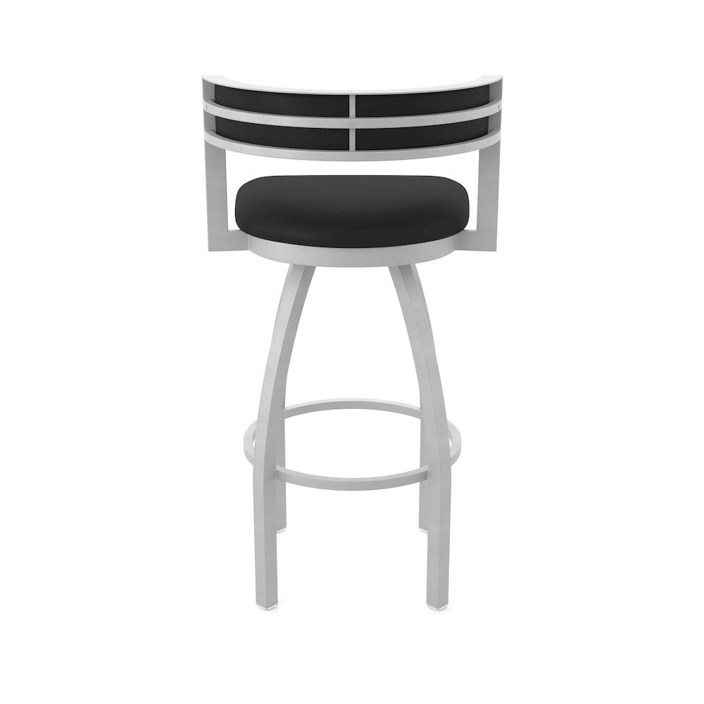 Swivel Counter Stool with Anodized Nickel Finish and Black Vinyl Seat and Back