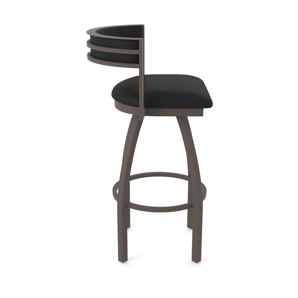 Swivel Counter Stool with Bronze Finish and Black Vinyl Seat and Back