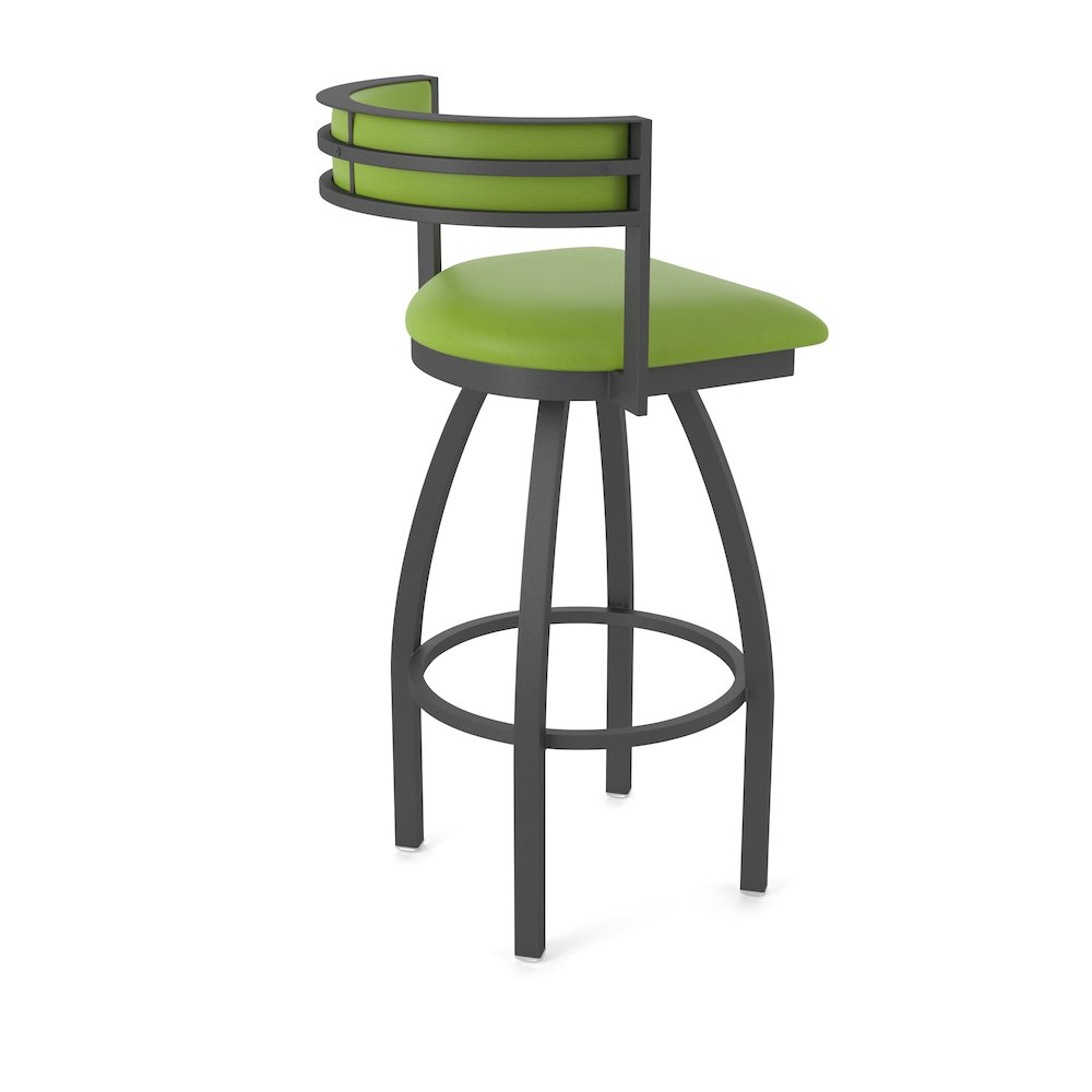 Swivel Counter Stool with Pewter Finish and Canter Kiwi Green Seat and Back