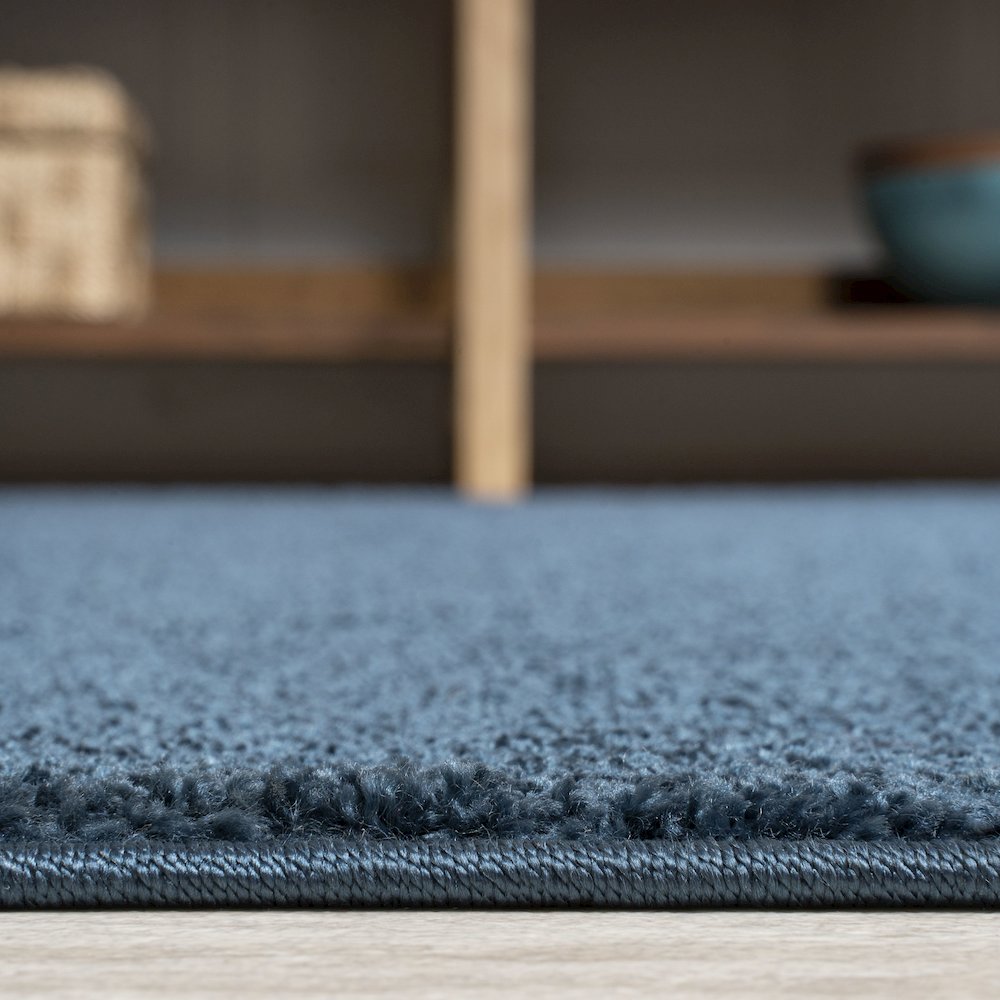 Haze Solid Low Pile Area Rug Navy