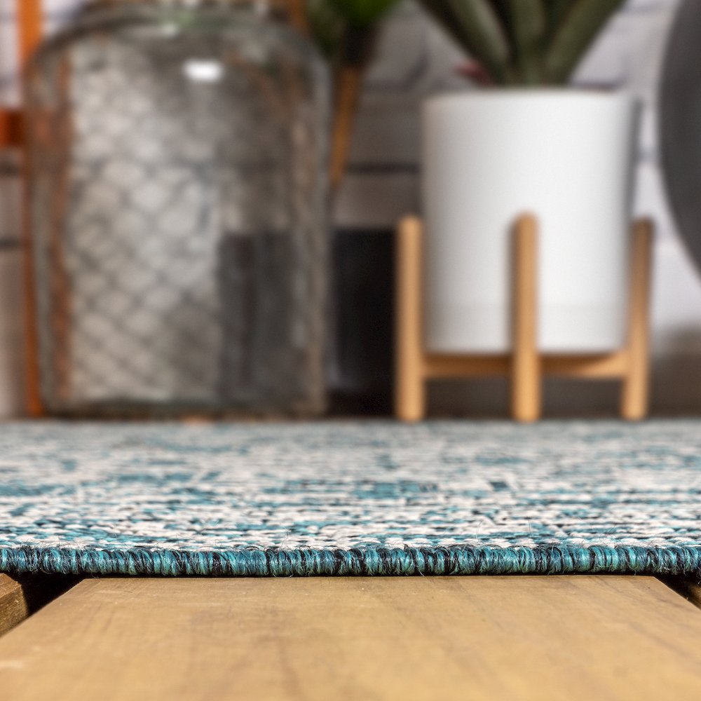 Sinjuri Medallion Textured Weave Indoor/Outdoor Area Rug
