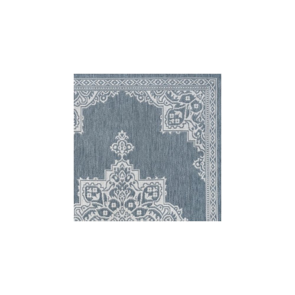 Arden Vintage Casual Medallion Blue/Cream 8 ft. x 10 ft. Indoor/Outdoor Area Rug