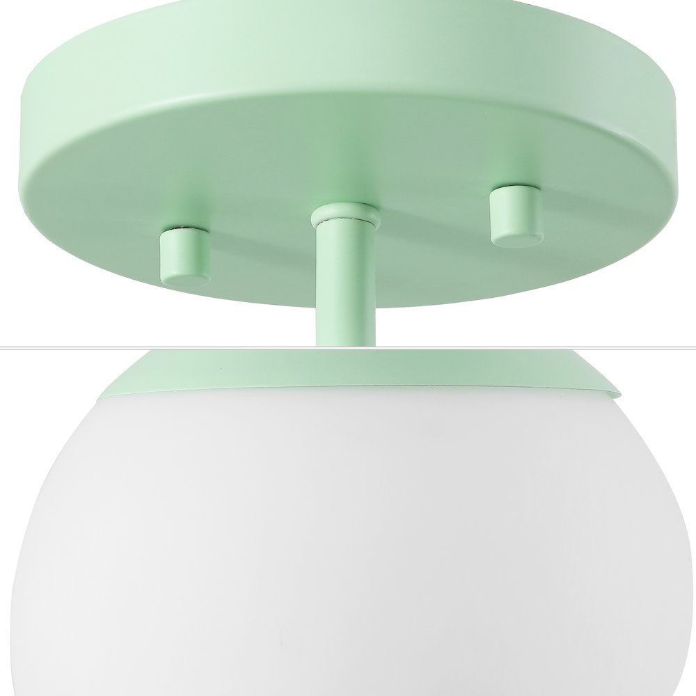 Marcel 1-Light Bohemian Farmhouse Iron/Frosted Glass LED Semi Flush Mount