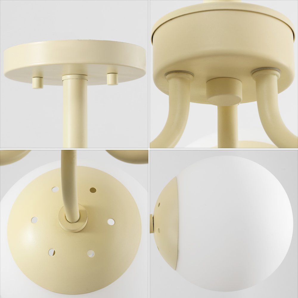 Olivier 3-Light Bohemian Farmhouse Iron/Frosted Glass LED Semi Flush Mount