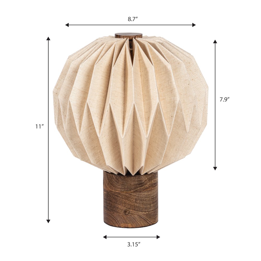 Quincy Modern Minimalist Paper Pleated Orb Accent LED Table Lamp