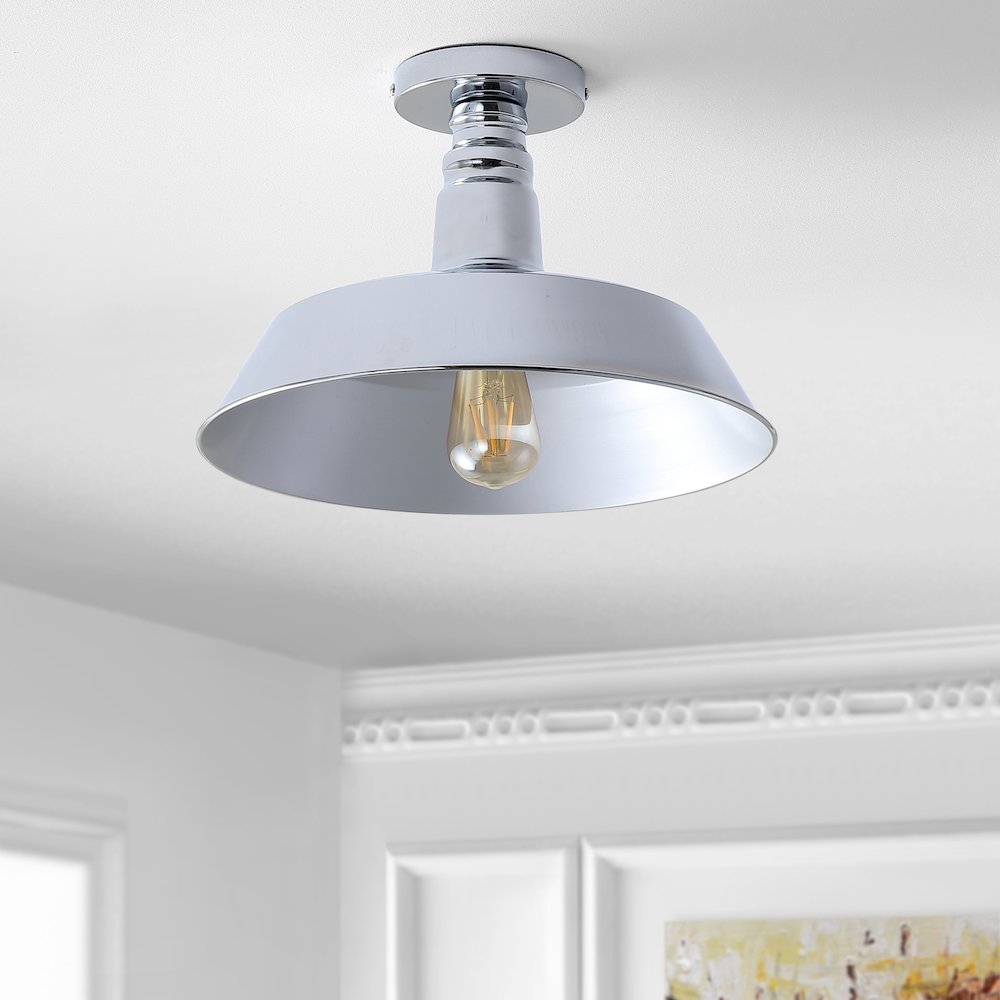 Camila Classic Industrial Indoor/Outdoor Iron Led Semi Flush Mount