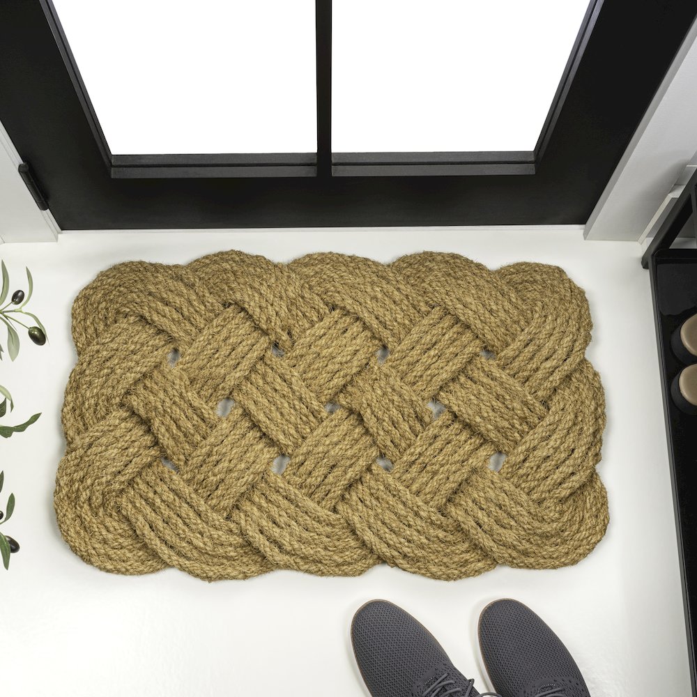 Scalloped Basketweave Coir Natural 18 in. x 30 in. Indoor/Outdoor DoorMat