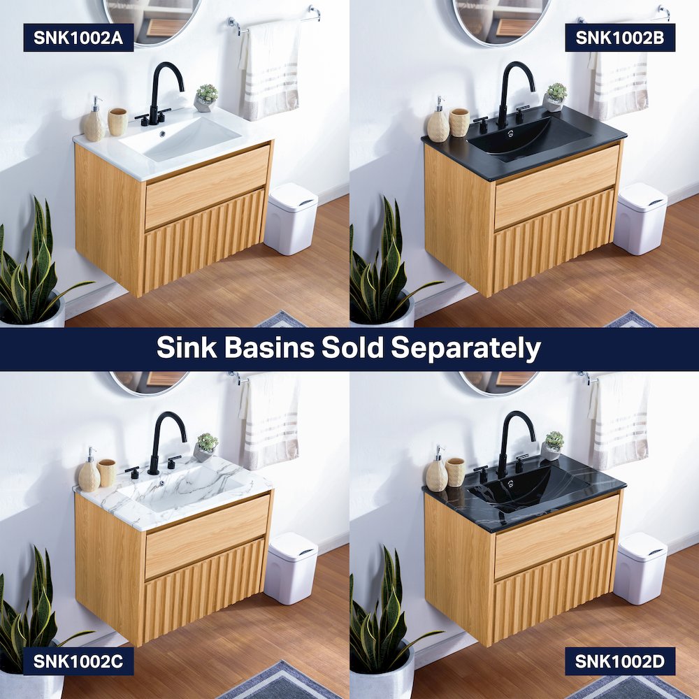 2-Drawer Wall Mounted Bath Vanity Cabinet Only (Sink Basin Not Included), Oak