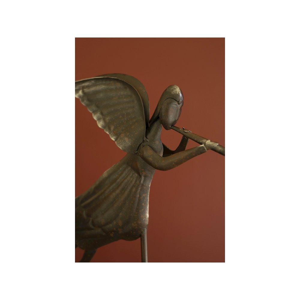 Set Of Two Rustic Metal Folk Art Angels