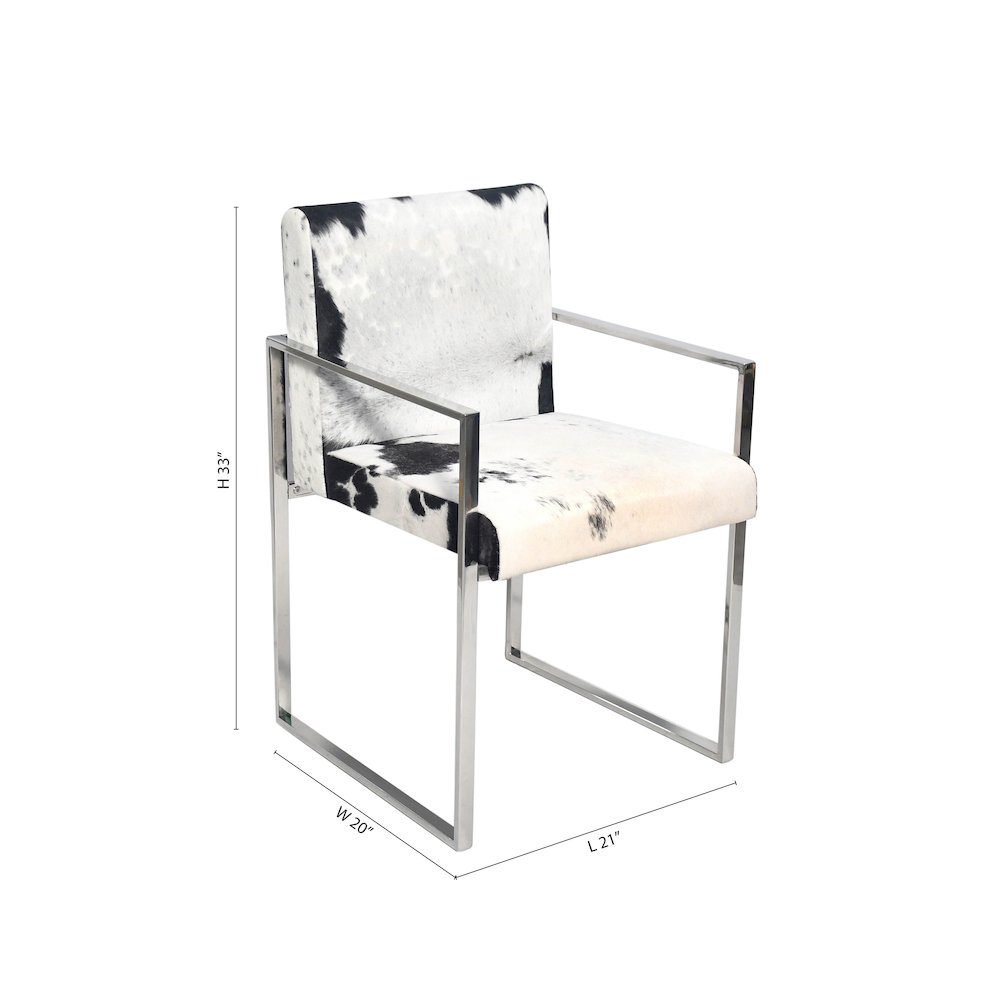 Chrome Stainless Steel Chair With Black And White Hairline Leather