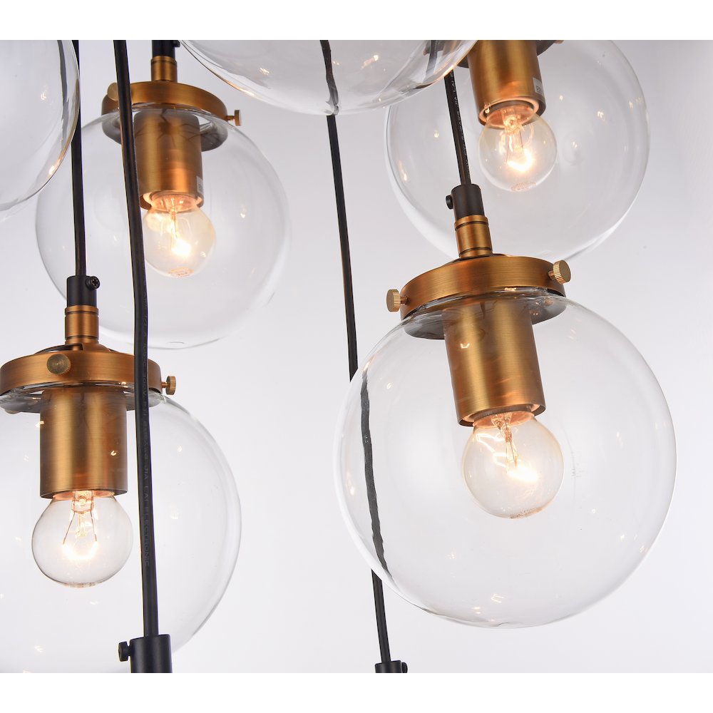 8-Light Black Metal Chandelier With Clear Glass Shades