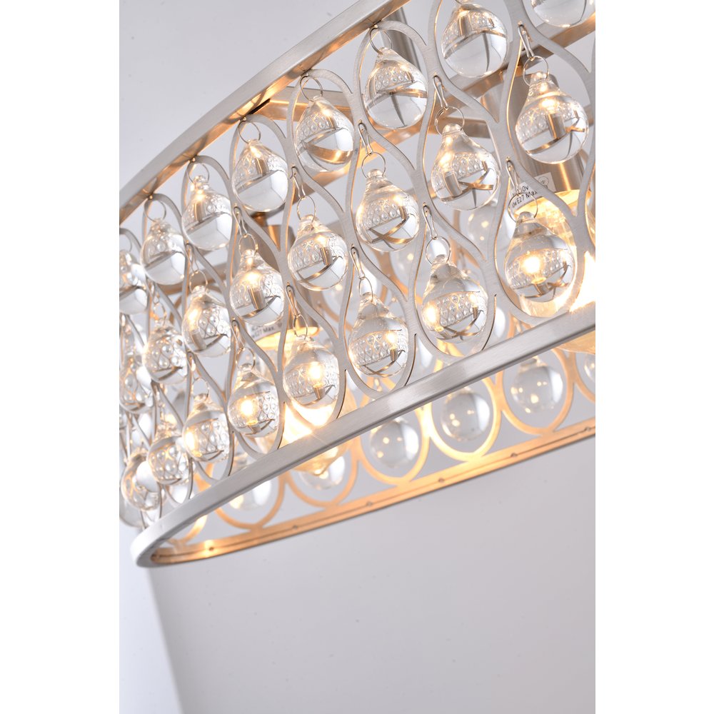 4-Light Satin Nickel Chandelier With Clear Crystal Accents