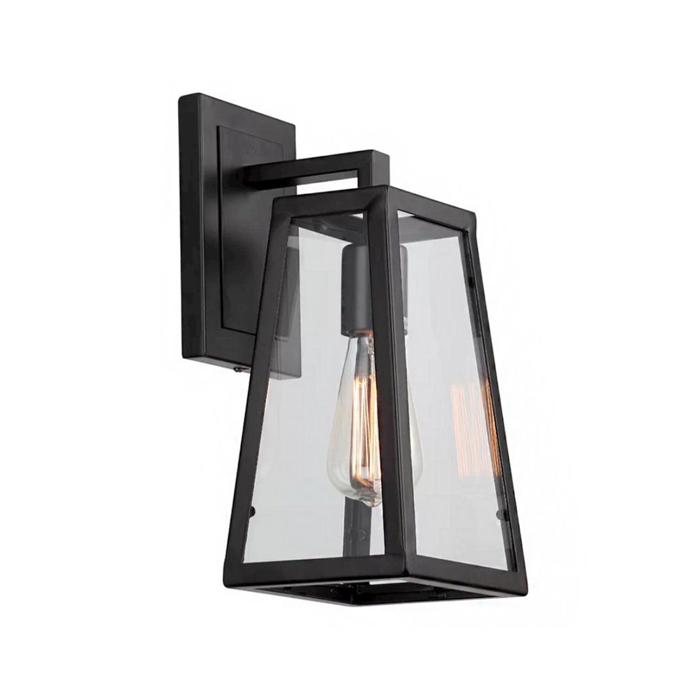 1-Light Black Wall Sconce With A Clear Glass Shade
