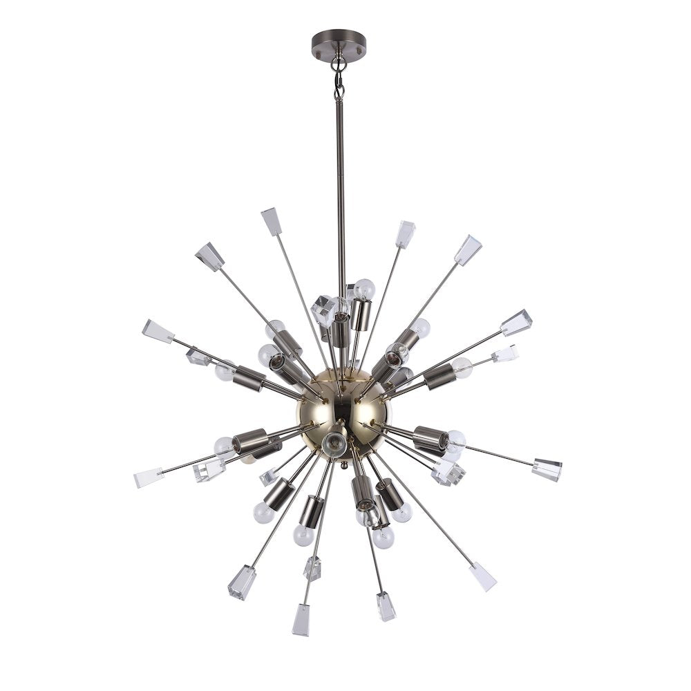 Bethel International Chandelier in Shiny Nickel Color