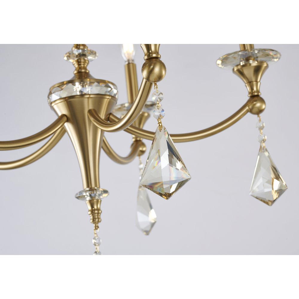 5-Light Satin Brass Chandelier With Clear And Champagne Crystals
