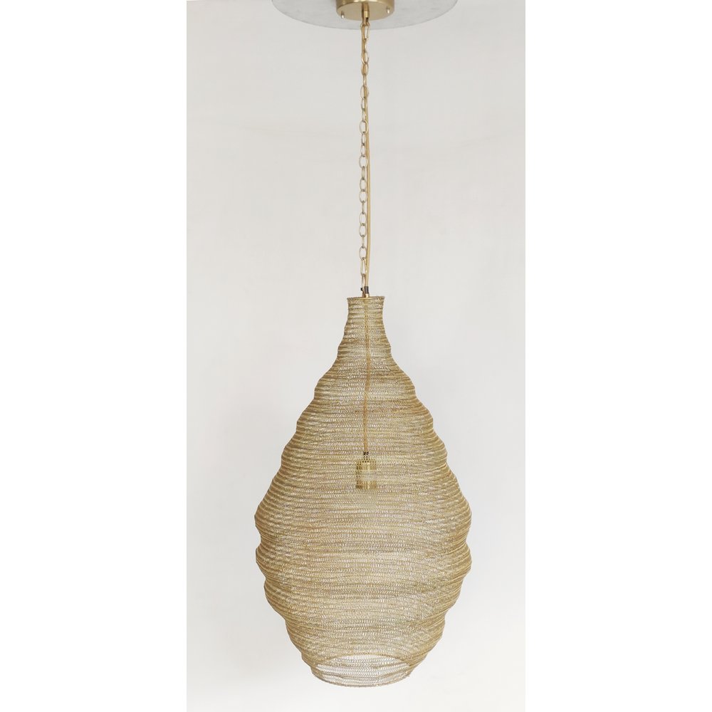 1-Light Gold Pendant With A Chain Basket Shade