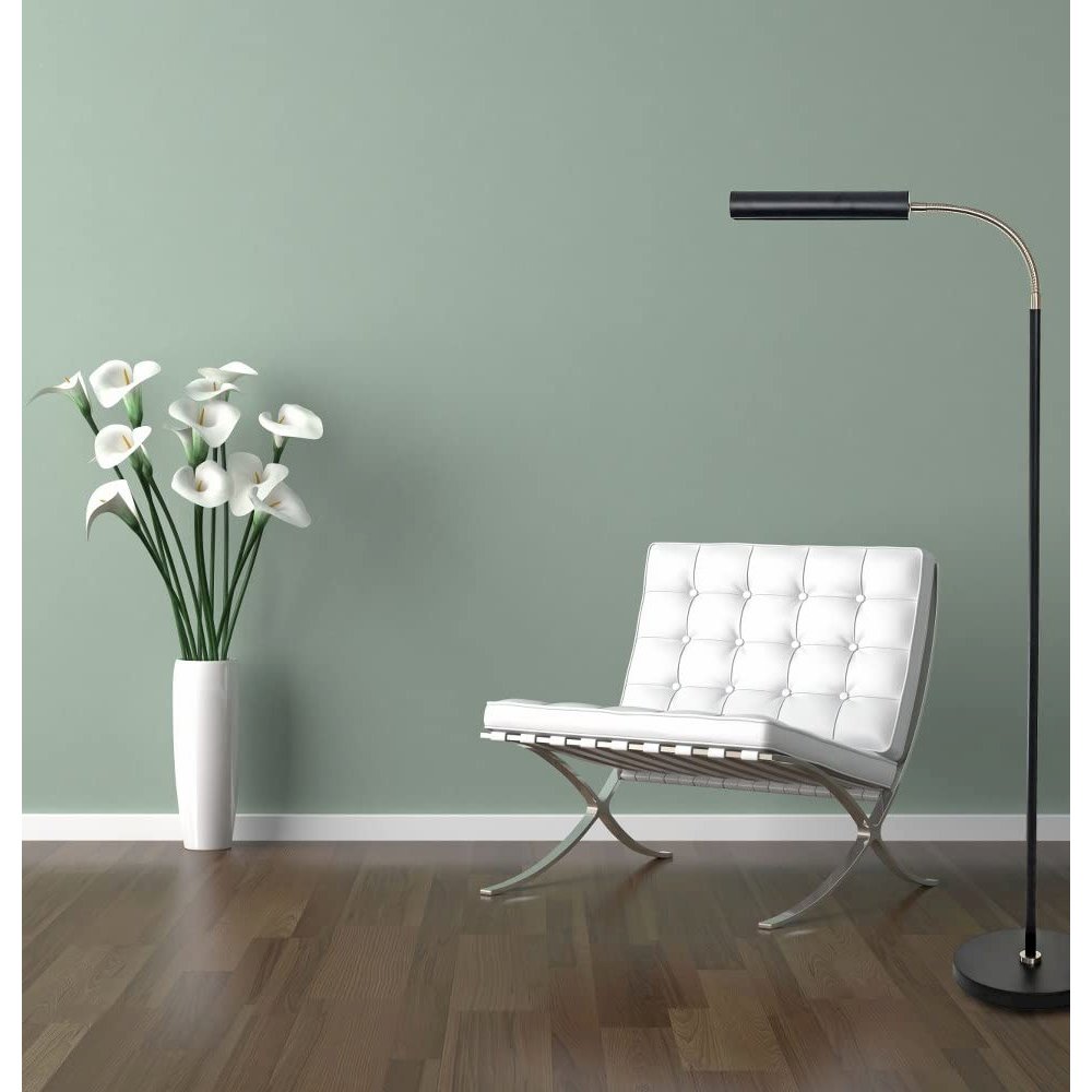 Fusion Flex task floor lamp black/satin nickel